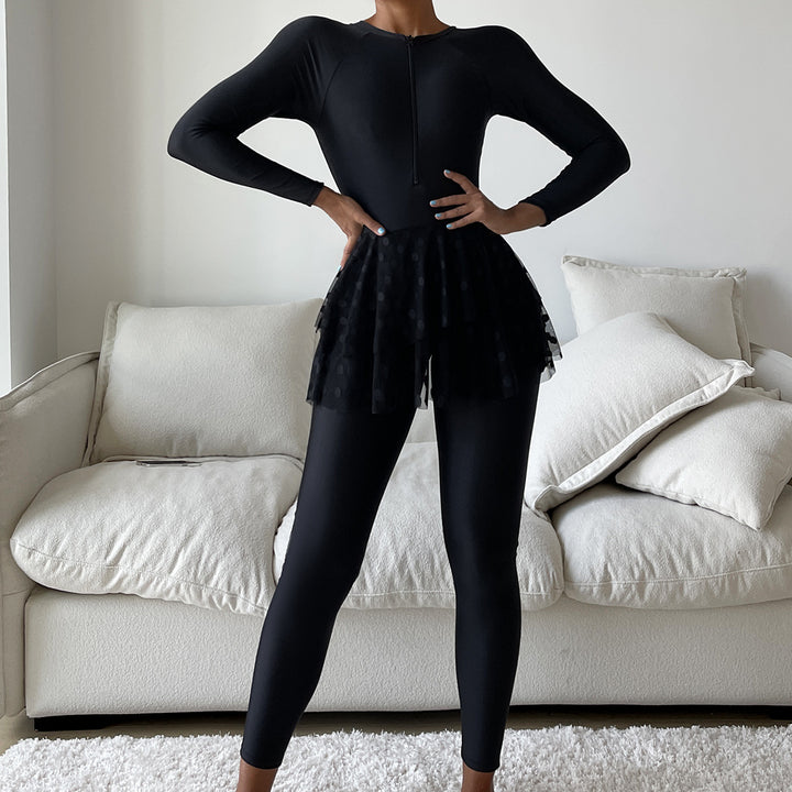 Damen Sportlicher Schwimmanzug mit schwingendem Rock Drune