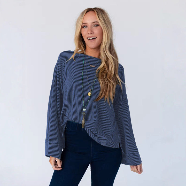 Damen lässiges Oversize-T-Shirt mit strukturiertem Muster Drune
