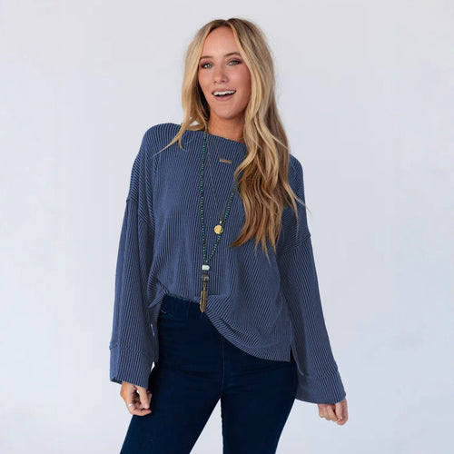Damen lässiges Oversize-T-Shirt mit strukturiertem Muster Drune