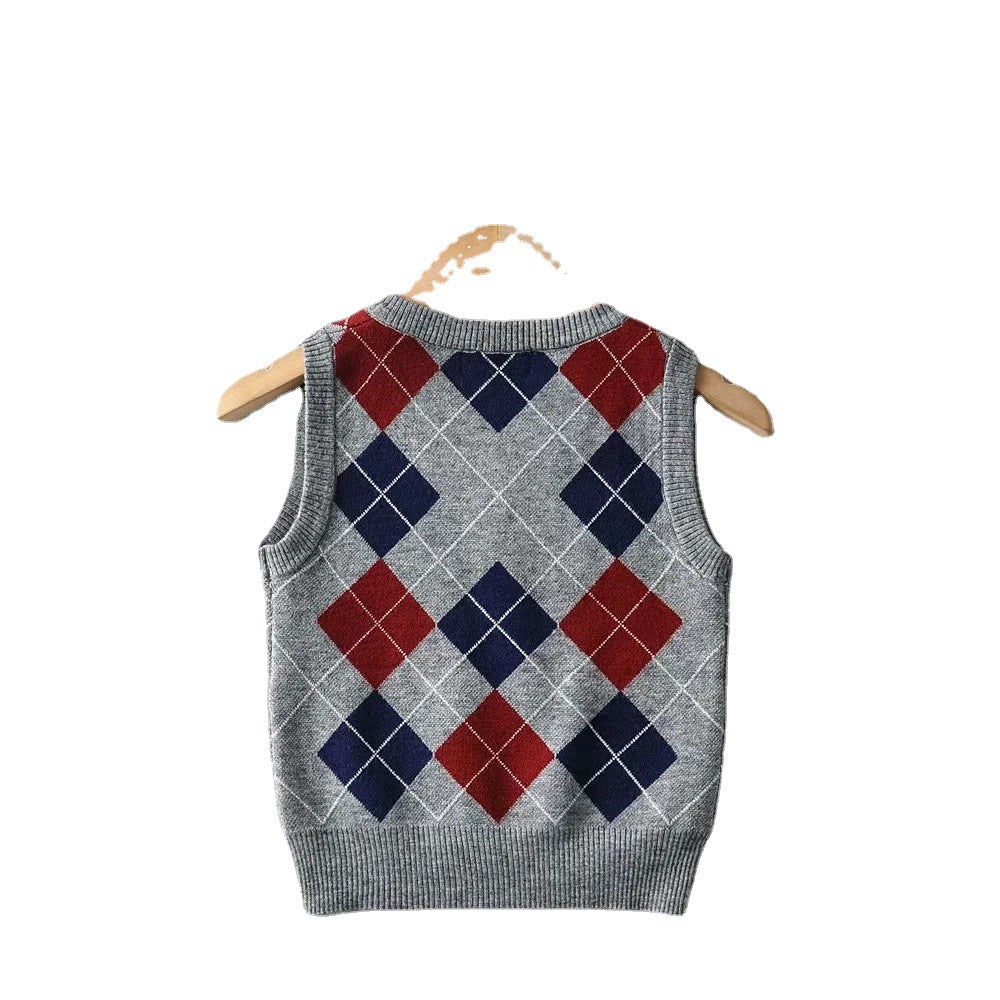 Damen Schickes Strickoberteil mit V-Ausschnitt und Karomuster Drune