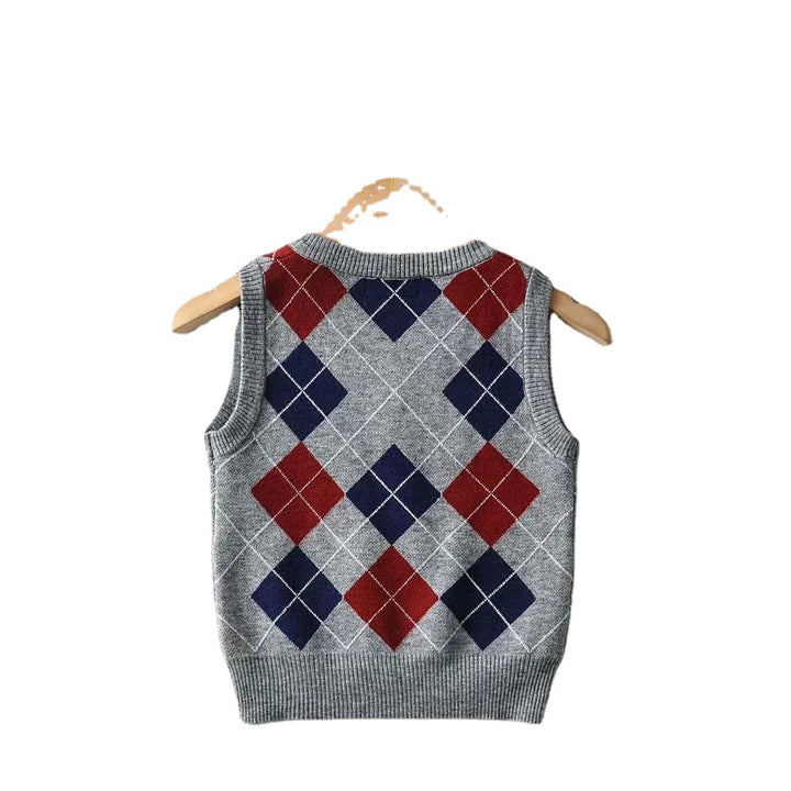 Damen Schickes Strickoberteil mit V-Ausschnitt und Karomuster Drune