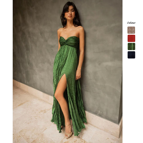 Damen Sommerliches Maxikleid mit Raffungen und schwingendem Rock Drune