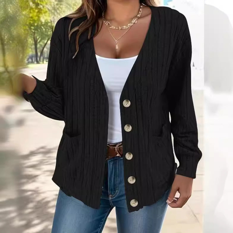 Damen Strickjacke mit Knopfleiste und seitlichen Taschen Drune