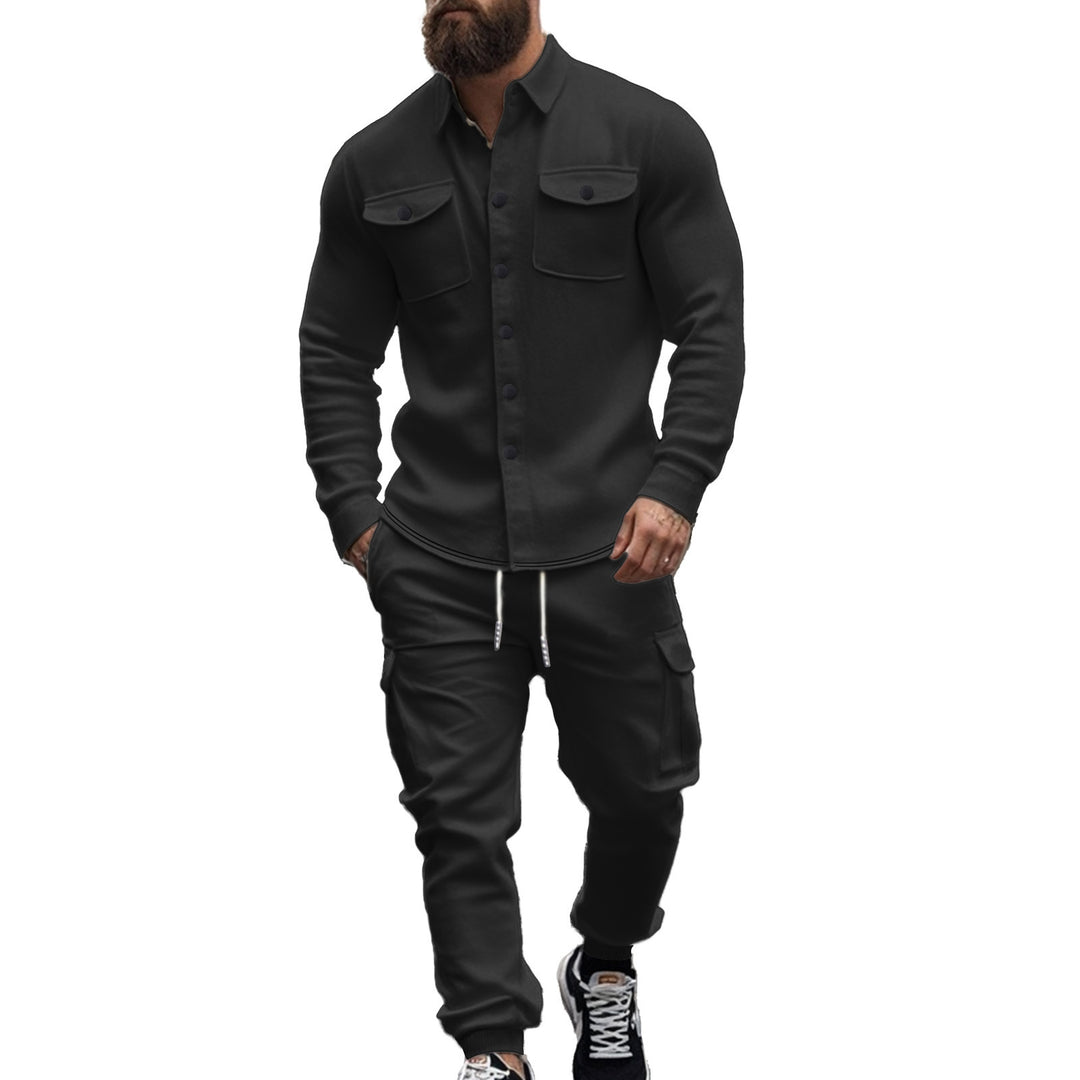 Herren nan athletisches Hemdjacke-Overshirt mit aufgesetzten Brustklappen und durchgehender Knopfleiste Drune