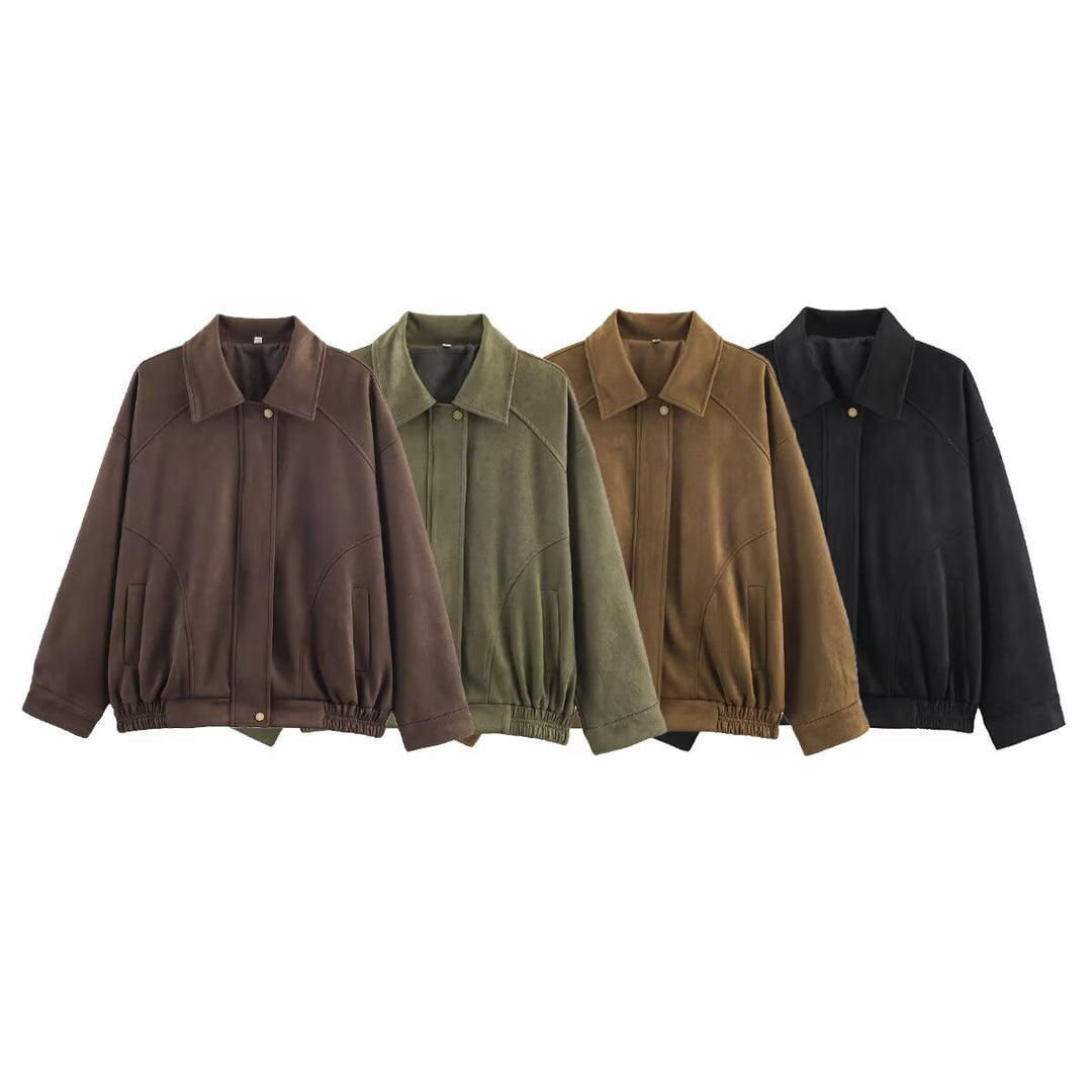 Damen Oversized Jacke aus hochwertigem Kunstleder Drune