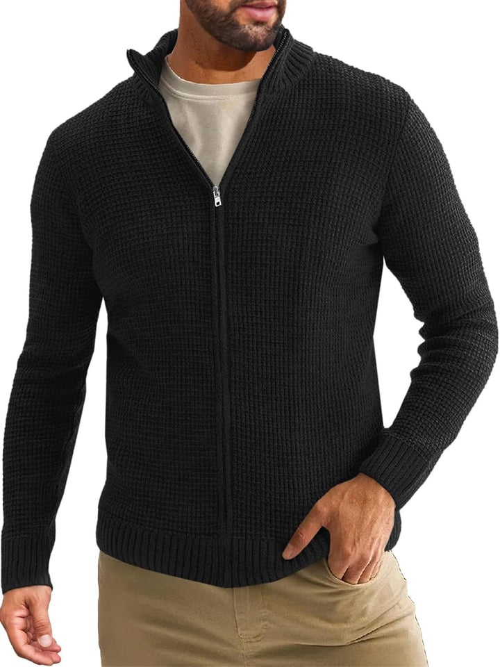 Herren Strickjacke mit hohem Kragen und praktischem Reißverschluss Drune