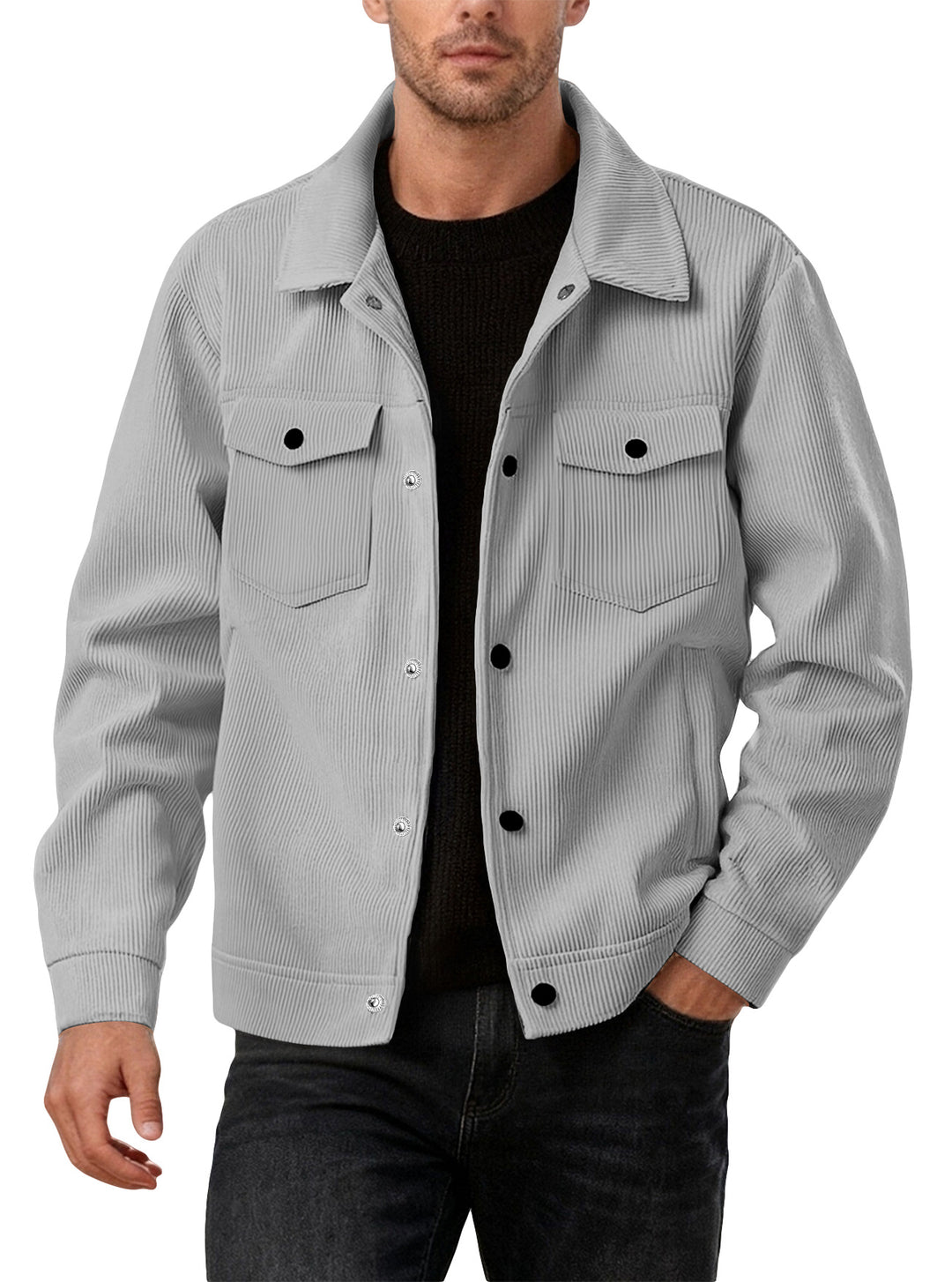 Herren nan Cordjacke im klassischen Arbeiterjacken-Schnitt mit Druckknöpfen und Brusttaschen Drune