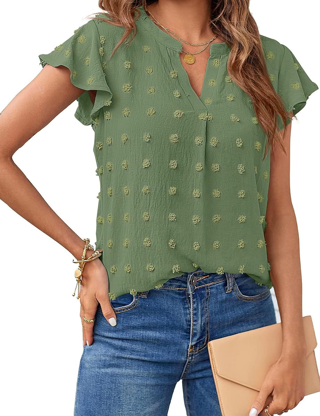 Damen Kurzarm Strukturiertes Blusenshirt Drune