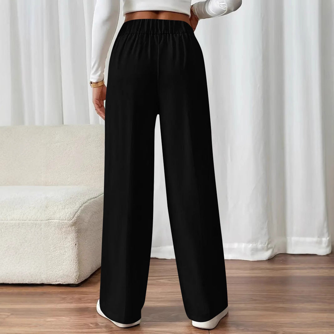 Damen Weitgeschnittene Hochtaillenhose mit eleganten Knopfdetails Drune