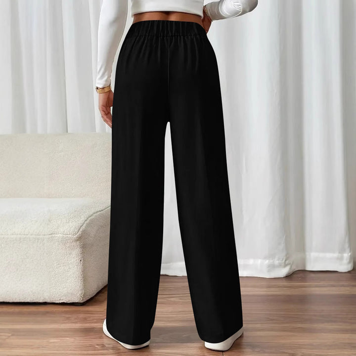 Damen Weitgeschnittene Hochtaillenhose mit eleganten Knopfdetails Drune