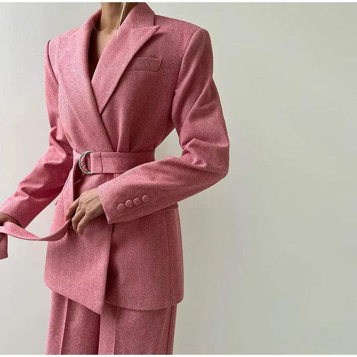 Damen Blazer mit Taillengürtel und schickem Revers Drune
