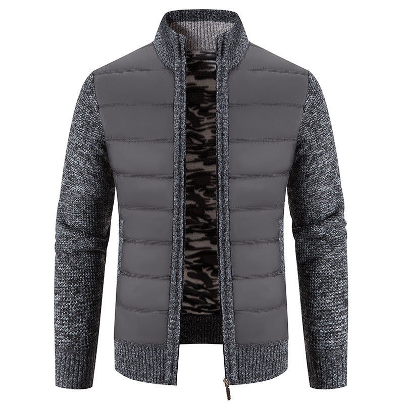 Herren nan Hybrid-Strick-Steppjacke mit wattierter Front, ergonomischen Strickärmeln und hohem Stehkragen Drune