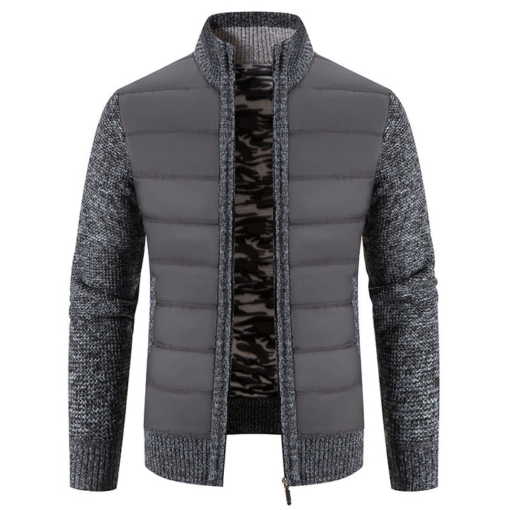 Herren nan Hybrid-Strick-Steppjacke mit wattierter Front, ergonomischen Strickärmeln und hohem Stehkragen Drune