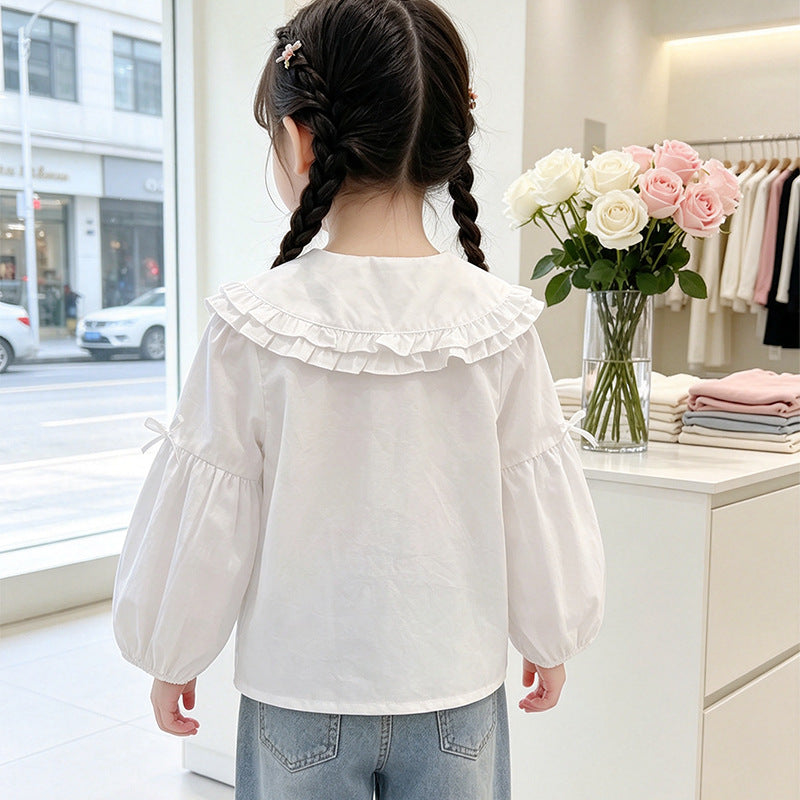 Mädchen Bluse mit Rüschendesign und niedlichem Kragen Drune