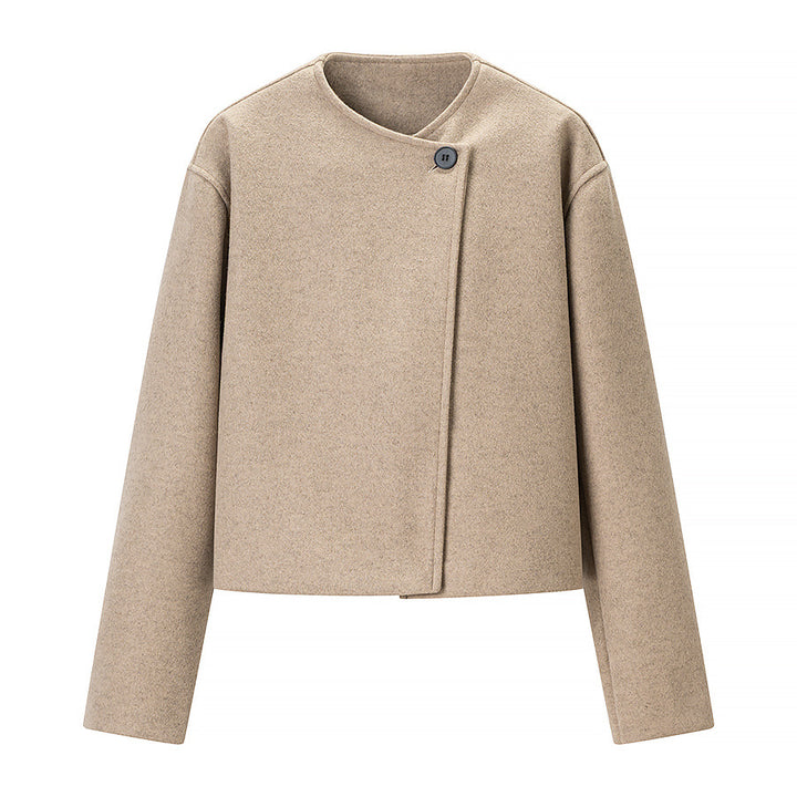 Damen Modische Kurzjacke mit asymmetrischem Schnitt und Knopfdesign Drune
