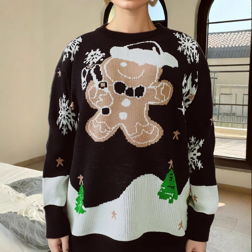 Damen Weihnachtspullover mit festlichem Lebkuchenmotivat Drune