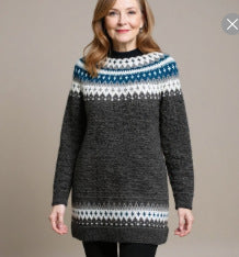 Damen nan kuscheliger Norweger-Strickpullover mit Stehkragen und Oversize-Passform Drune
