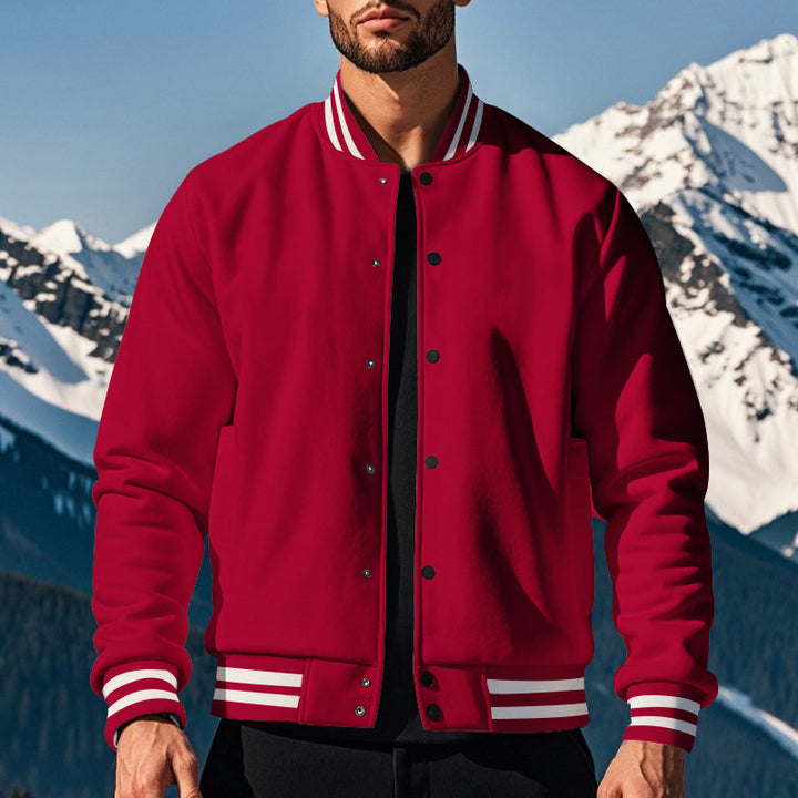 Herren nan stylische College-Varistyjacke mit geripptem Kragen, elastischen Bündchen und wärmender Thermowattierung Drune