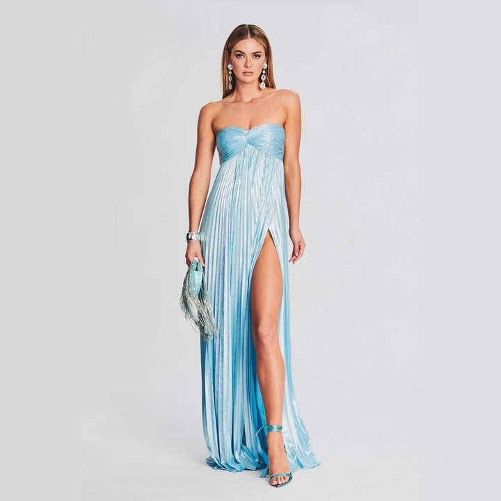 Damen Abendkleid mit schulterfreiem Design und elegantem Schlitz Drune