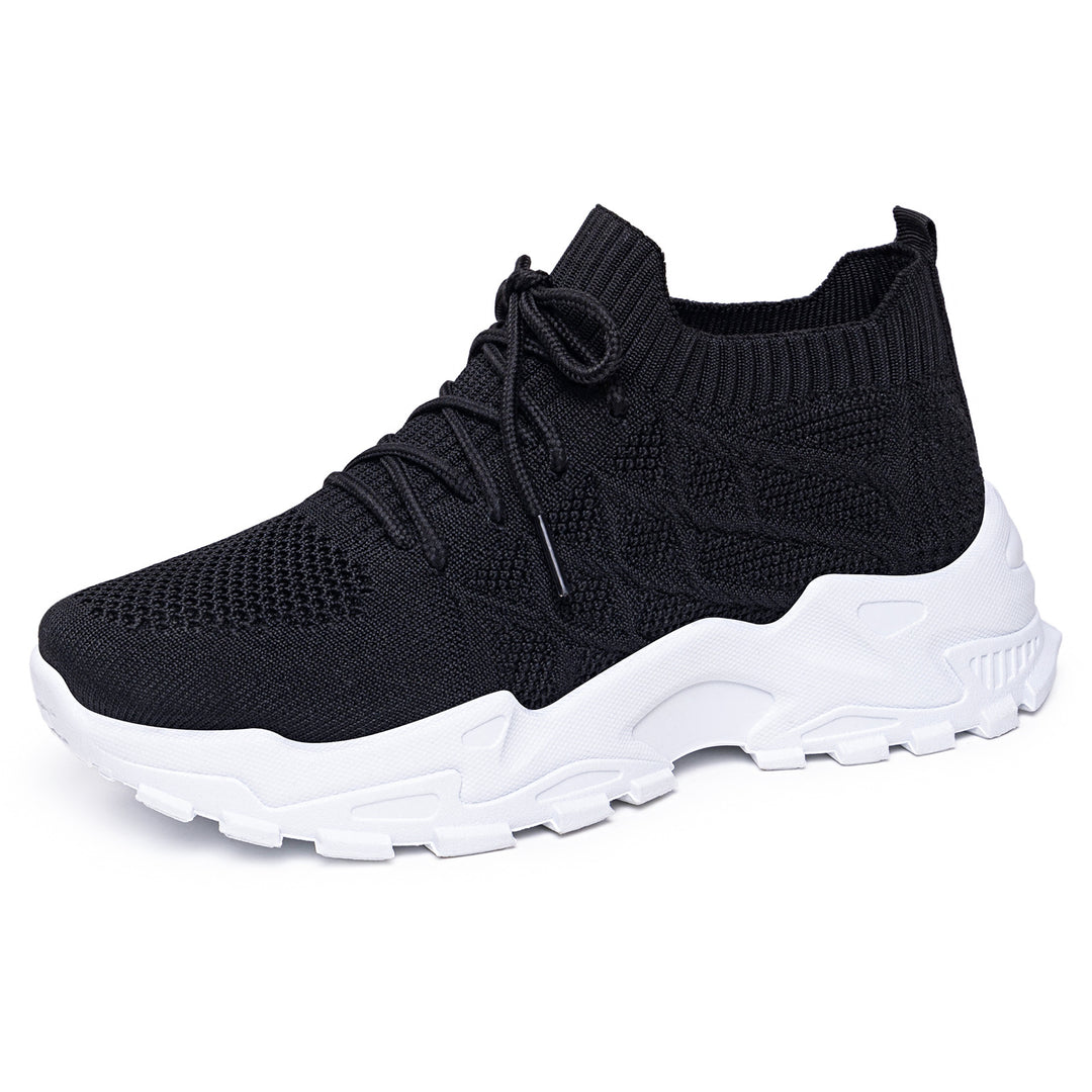 Damen nan gestrickter Plateau-Comfort-Sneaker mit sockenähnlichem Schaft, elastischer Schnürung und geformter Leichtprofilsohle Drune