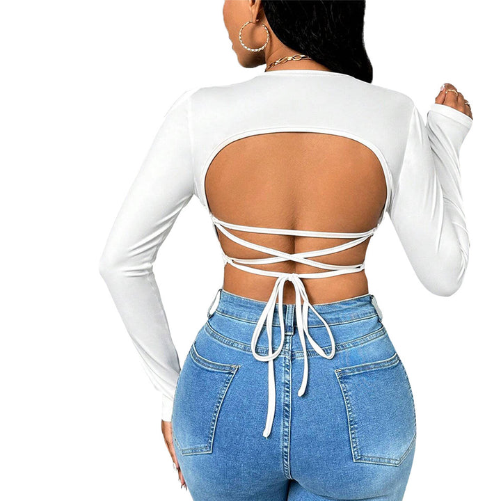 Damen elegantes Langarmshirt mit verführerischem V-Ausschnitt und modischem Schnitt Drune