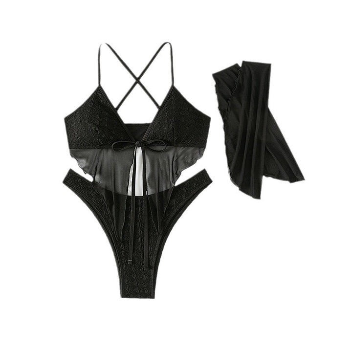 Damen Bikini-Set mit ärmellosem Oberteil und transparentem Cover-Up Drune