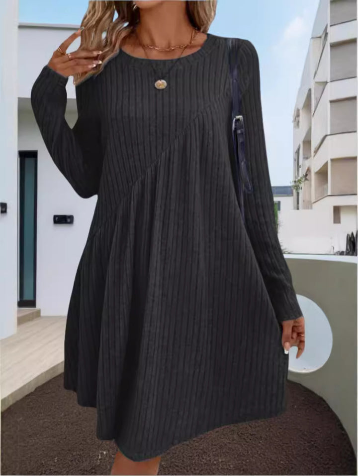Damen lässiges Ripp-Kleid mit asymmetrischem Design Drune