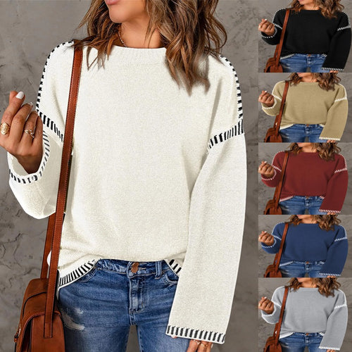 Damen lässiger Pullover mit Streifenakzenten Drune