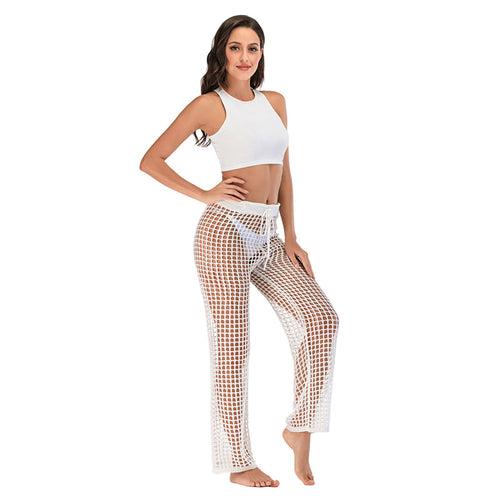 Damen Häkel Strandhose mit hoher Taille und weitem Schnitt Drune