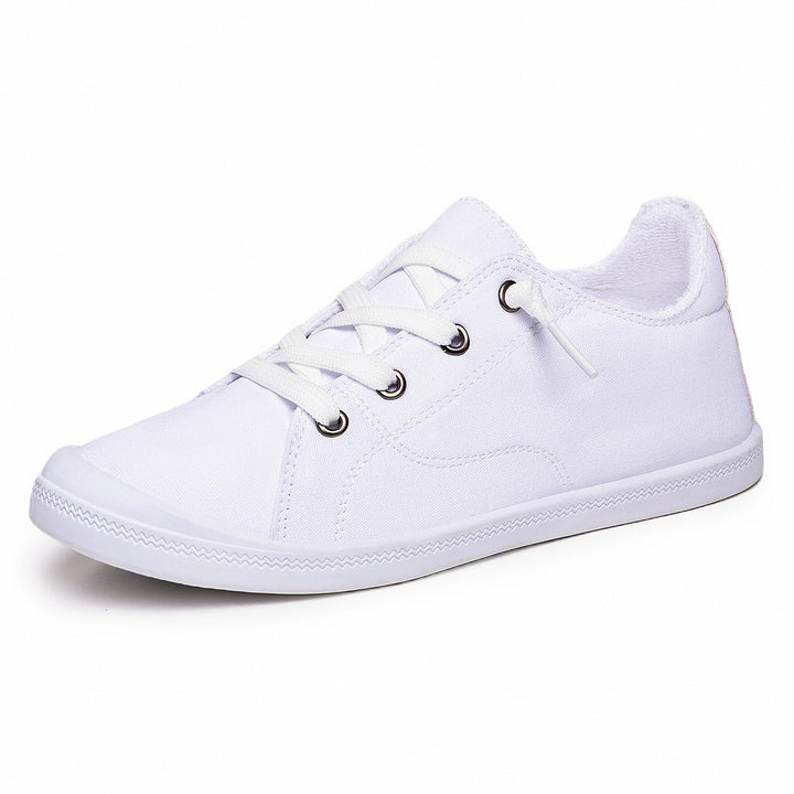 Damen nan klassische Canvas-Sneaker low-top mit verstärkter Gummisohle, Metallösen und gepolstertem Fersenkragen Drune