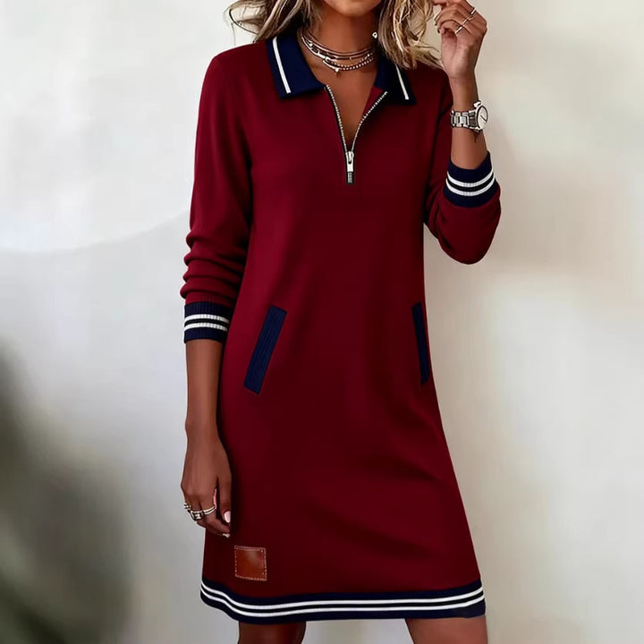 Damen Freizeitkleid mit sportlichem Kragen und Reißverschluss Drune