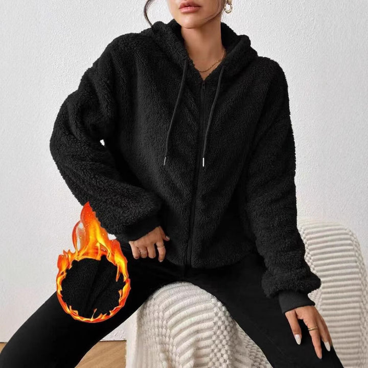 Damen Fleecejacke mit Kapuze Drune