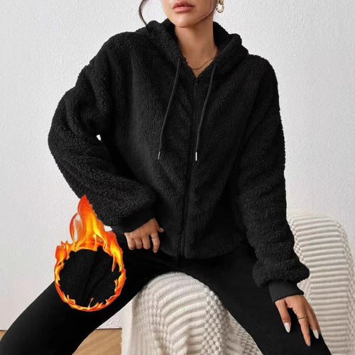 Damen Fleecejacke mit Kapuze Drune