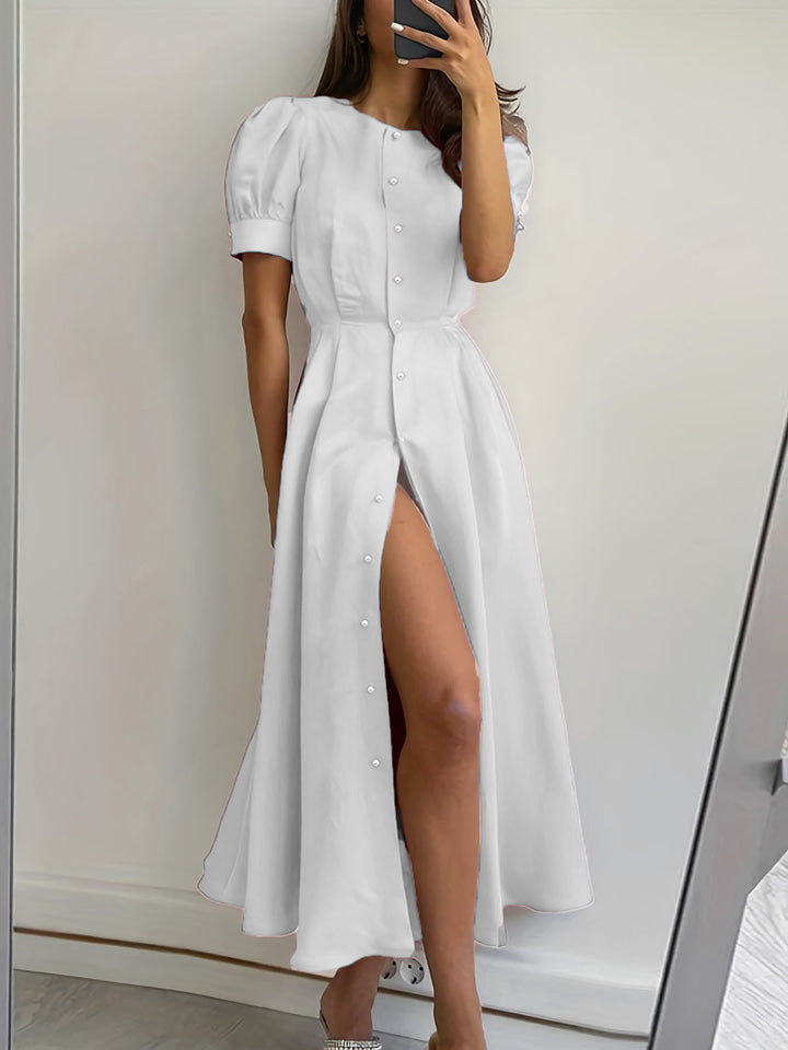 Damen Maxikleid mit Knopfleiste und seitlichem Schlitz Drune