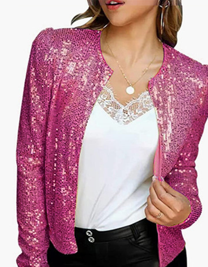 Damen Glamouröser Paillettenjacke mit schimmerndem Effekt und figurbetontem Schnitt Drune
