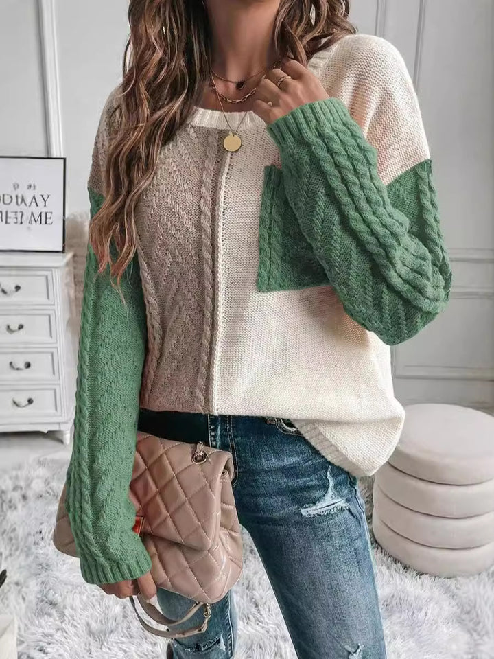 Damen legerer Strickpullover mit asymmetrischem Design Drune