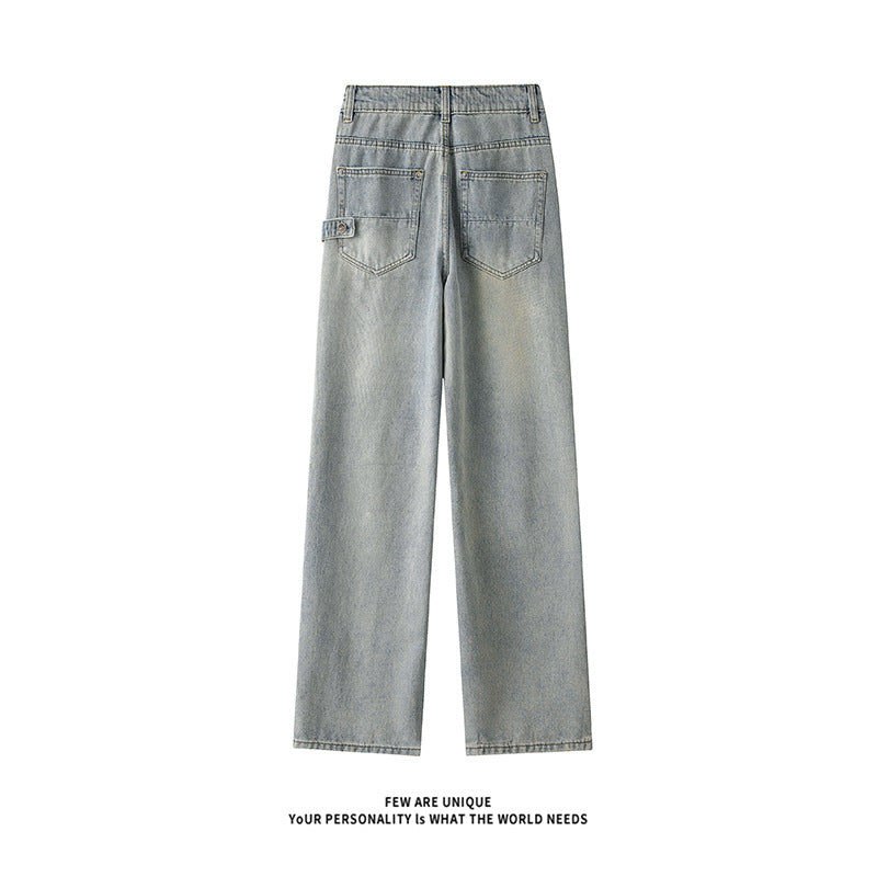 Herren Weitgeschnittene Jeans mit hohem Bund und praktischen Taschen Drune