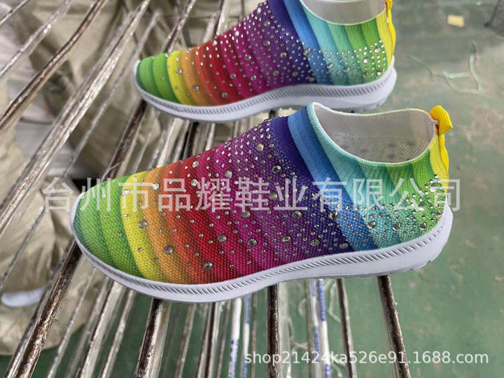 Damen Glitzernde Slip-On Sneakers mit atmungsaktivem Strickdesign und flexibler Sohle Drune