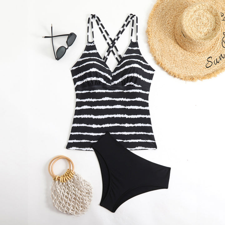 Damen Tankini mit trendiger gestreifter Oberteil-Design Drune