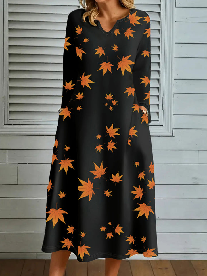 Damen Maxikleid mit V-Ausschnitt und floralem Druck Drune