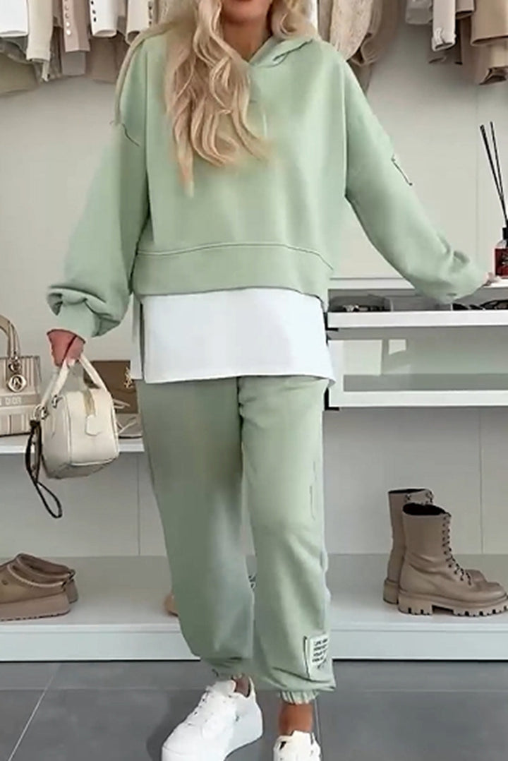 Damen lässiges Hoodie-Set mit elastischem Bund und voluminösen Ärmeln Drune