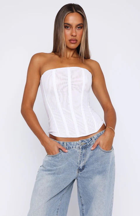 Damen Dessous-Kleid mit eleganten Fransen und transparentem Oberteil Drune