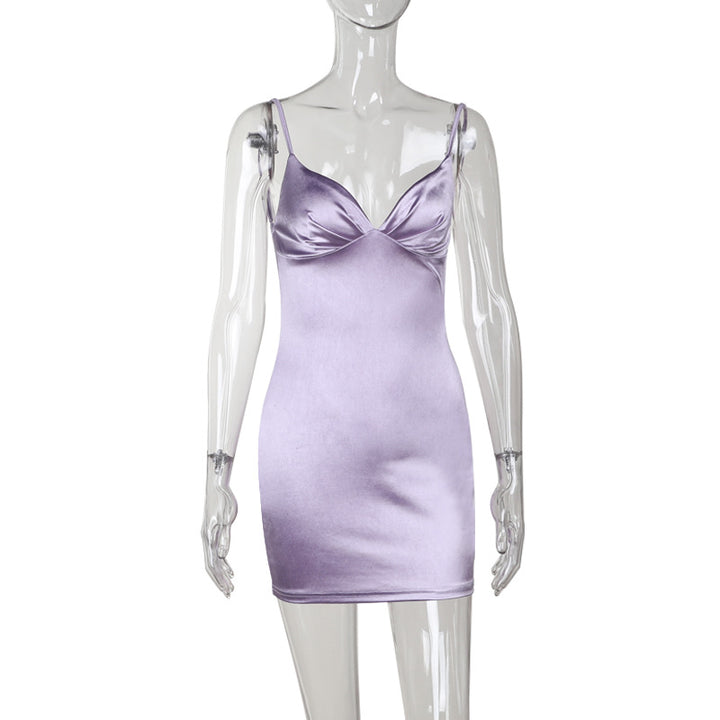 Damen Satin Kleid mit verstellbaren Trägern Drune