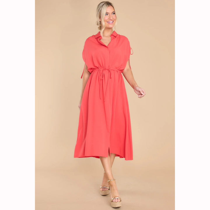 Damen Hemdblusenkleid mit elastischem Taillenband und luftiger Passform Drune
