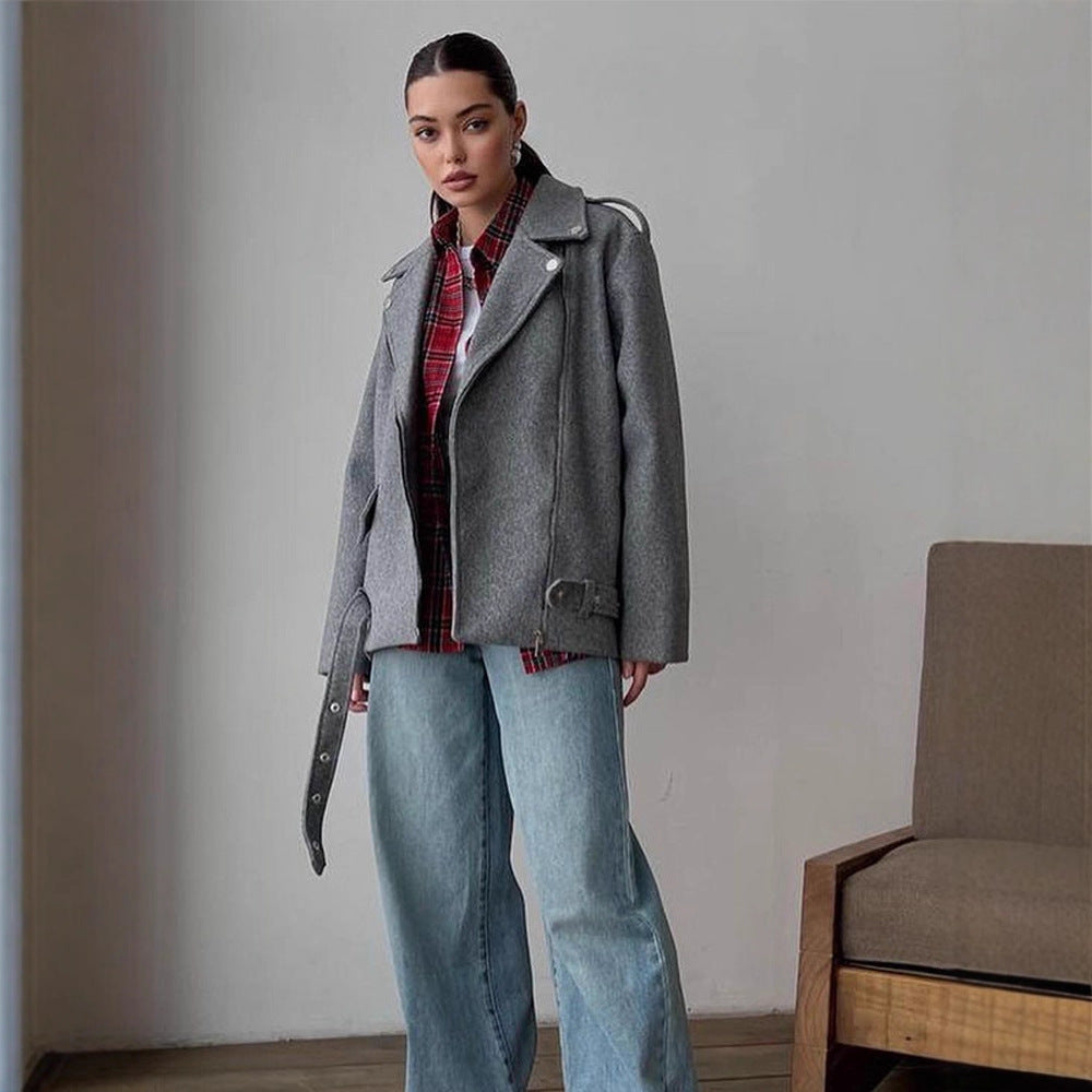 Damen Modische Oversized Jacke Drune