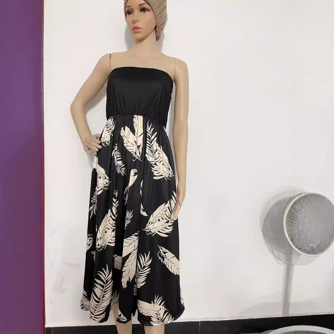 Damen Maxikleid mit Trägerlosem Oberteil und Floralprint Drune