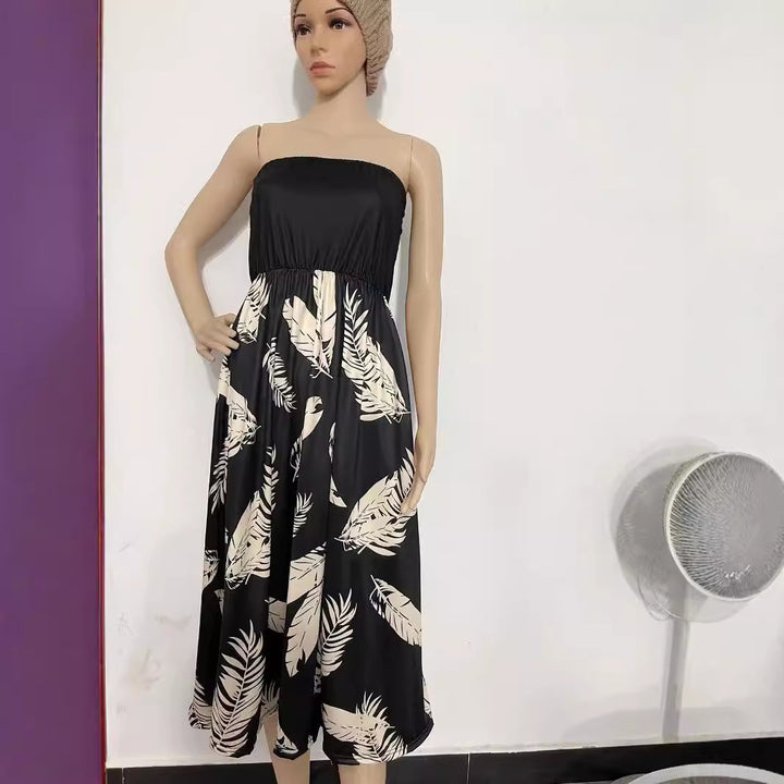 Damen Maxikleid mit Trägerlosem Oberteil und Floralprint Drune