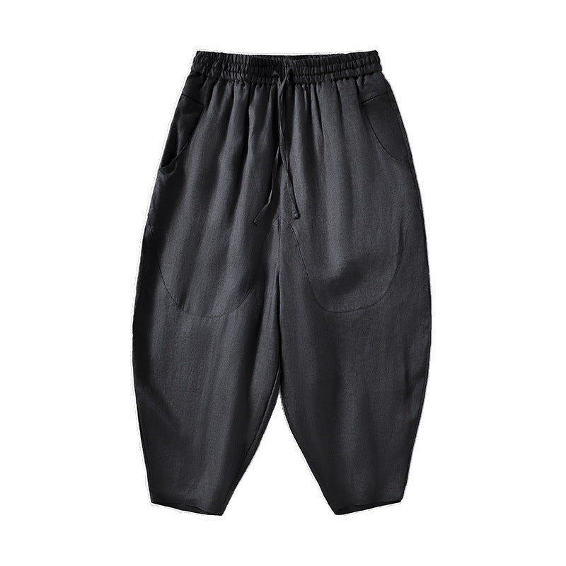 Damen Locker geschnittene Leinenhose mit elastischem Bund Drune