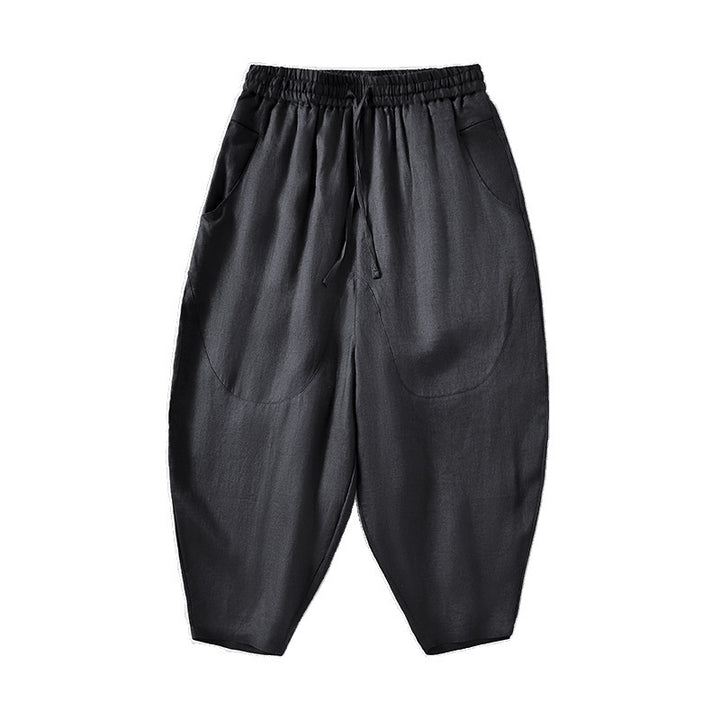 Damen Locker geschnittene Leinenhose mit elastischem Bund Drune