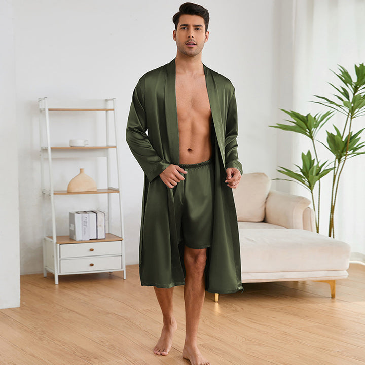 Herren Satin Morgenmantel mit luxuriösem Finish und praktischen Taschen Drune